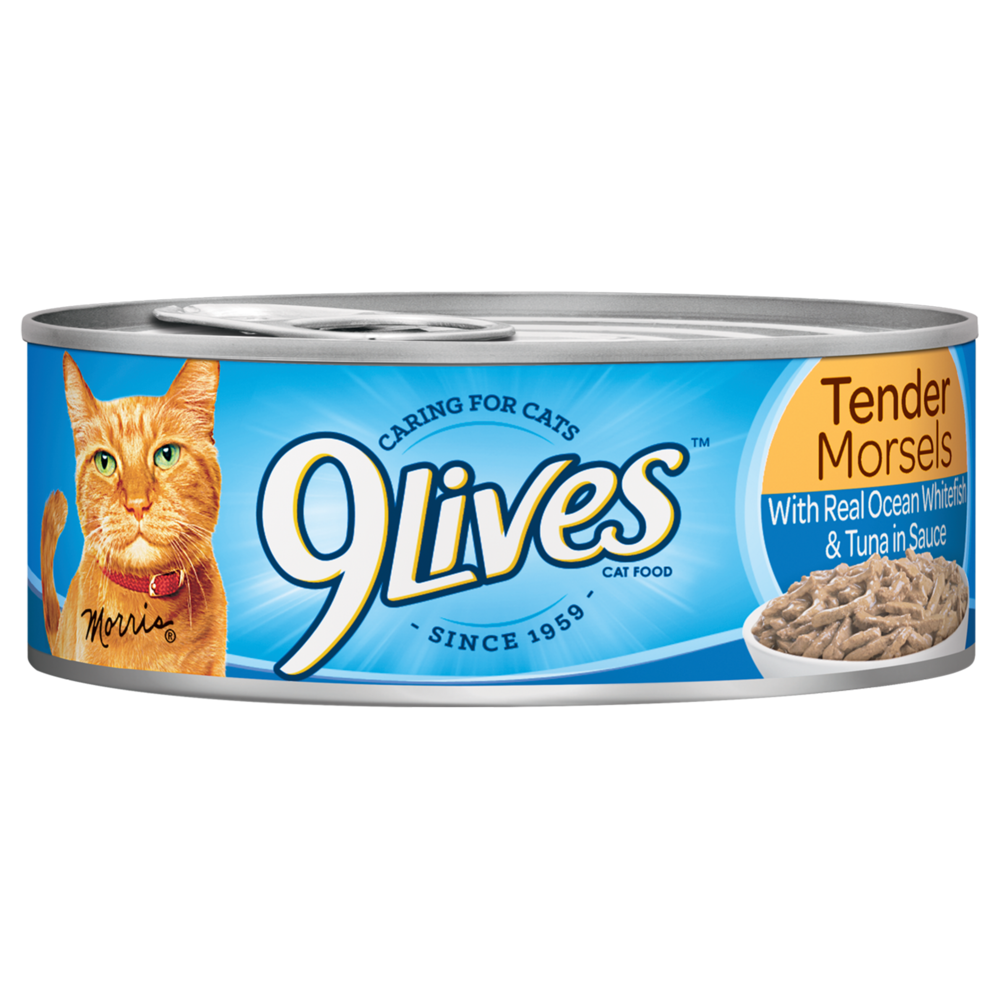 9lives tender morsels with real flaked tuna in sauce